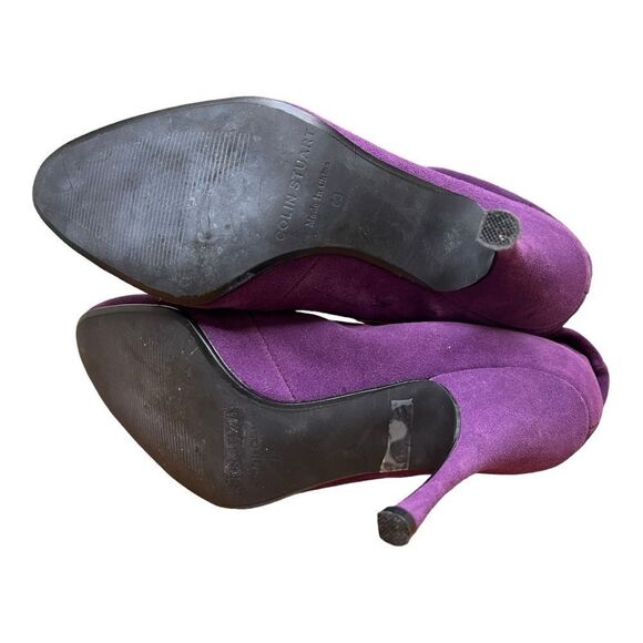 Colin Stuart Purple Leather Stiletto Ankle Heel Booties Size 6 EUC - Picture 5 of 8